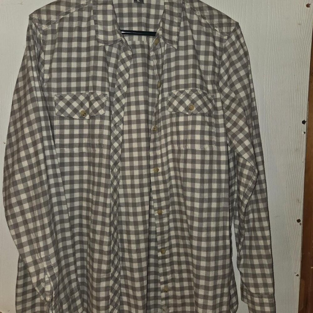 Eddie-bauer Men's Grey and White Shirt